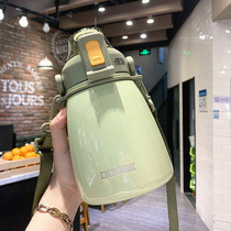 Net Red big belly thermos cup female with straw student cute portable large capacity kettle high-value childrens water Cup