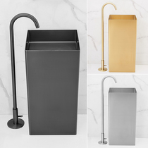 Prefect stainless steel column basin Hotel Minjuku showroom with washbasin balcony floor-type Terra-basin black column basin