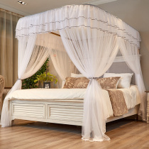 IKXO modern wind home U type mosquito net Three doors open mosquito light extravagant white high-end stainless steel rail floor