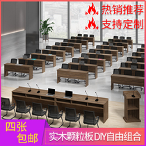 Long training desk and chair combination Rostrum Lectern Strip long table School institution office double table and chair