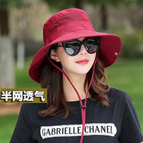 Hat female outdoor mountaineering mens and womens sun hat (fresh and breathable) with windproof rope light and fast drying sun hat