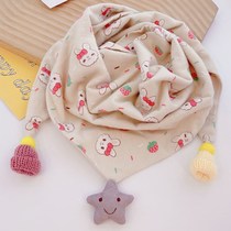  Child Triangle Towel Baby Girl Treasure Autumn Winter Scarf Windproof warm pure cotton surrounding neck cartoon Mengbao pro-skin boy