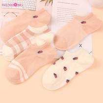 Lady Spring Summer Thin Cotton Invisible Boat Socks Pure Cotton Cute Girl Hearts Short Socks Shallow Mouth Low Help With Sweet And Sweet Socks