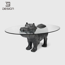 Creative personality furniture art Animal shape coffee table Nordic designer Hippo coffee table Living room exhibition hall