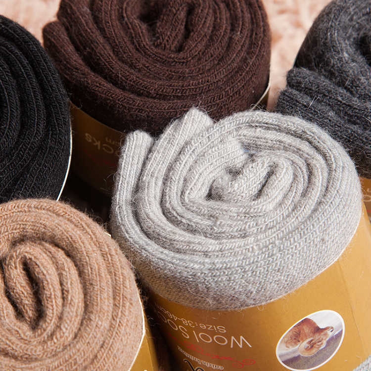 Autumn and winter plush elderly wool ring snow womens socks Wool socks long tube black cold mens cotton socks