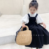 Girls  dresses Summer big childrens summer princess dresses new 2021 Western style summer clothes Korean skirt solid color