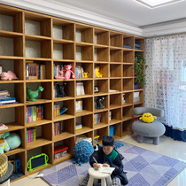 Old Elm Wood Shelf Full Wall Full Wall Bookcase Custom Plaid Shelve Set Made Log Solid Wood Partition Bookshelves To The Ground Floor