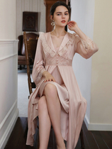 SADO YINER SPRING AUTUMN TRUE SILK Sexy Harness Sleeping Skirt Suit Ice Silk Palace Court Wind Pyjamas Woman Superior Sleep Robe
