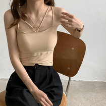 Net red pop Cross back small vest female summer inside with bottom ice ribbon chest pad sexy outside strap underwear