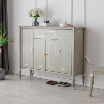 American light luxury solid wood shoe cabinet storage cabinet home integrated porch cabinet Morandi gray retro locker home