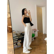 Zhang Gongzi loose straight white wide leg suit pants womens mop pants high waist slim casual trousers
