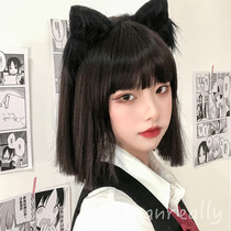 Comic real and fake hair female short hair comic Qi bangs natural full headgear fashion bobo head age reduction medium long straight hair set female