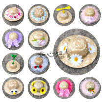 Pet straw hat cat hat dog headdress Dick Kirky cross-over hat small dog farmer bamboo dragonfly