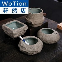 Creative imitation stone ceramic goose soft stone ashtray retro personality office coarse pottery ashtray tea table living room