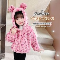 Girls coat autumn and winter childrens foreign atmosphere thick anti-fur jacket coat baby warm sweater wear tide