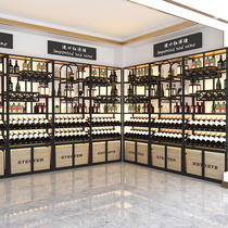 Close By Wall Red Wine Show Shelf Wine Shop Commercial Liquor Cabinet Ground Light Lavish Red Wine Shelf Wine Containing Shelf Custom