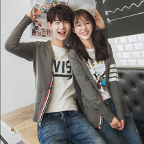 Lovers 2021 spring and Autumn season Europe and the United States wild stripe sweater V-neck slim section cardigan mens and womens coats TB