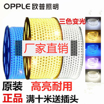 Op light with led double row light bar three color variable light living room ceiling patch super bright outdoor light belt 220V