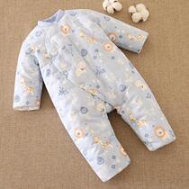 Baby jumpsuit baby handmade pure cotton thickened hug clothes out newborn cotton warm clothes autumn and winter