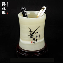 High-end Jade pen holder ornaments antique simple office desktop furnishings Teachers Day gift box