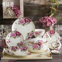 Jingdezhen high-end gold porcelain light luxury tableware dishes set home Chinese style European wedding housewarming dishes