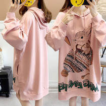 Pregnant womens autumn clothes 2022 The new female Lianhood sweatshirt dresses with a small sub-boomer pregnant woman dress out of fashion