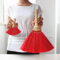  Sorghum hand-woven broom Chinese red auspicious broom Town house to ward off evil spirits broom baby pressure shock sleep in addition to bad luck pendant