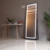 Trendy hair salon mirror table with light barbershop mirror LED simple beauty salon hair salon mirror makeup single-sided hair cut