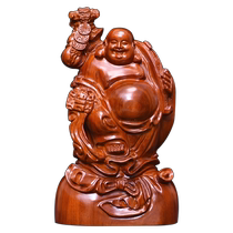 Ancient flower pears wood sculpted Millver pendulum large number root sculpted figure solid wood home living room decorated with red wood handicraft