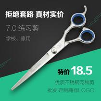 Practice scissors 7 inch dog hair repair and beauty tools straight bend cut school household special offer
