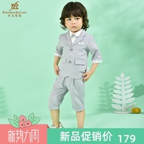 St. Bao Duolun childrens suit suit suit two-piece boys British handsome middle sleeve jacket middle pants dress small suit