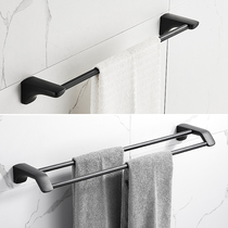BLACK TOWEL RACK STAINLESS STEEL 304 SINGLE POLE BATHROOM FREE FROM PUNCHING LIGHT LAVISH WIND TOWEL BAR TOILET DOUBLE POLE PYLON