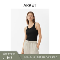 (Mid-season discount) ARKET womens cotton round neck top camisole black summer 0972043002