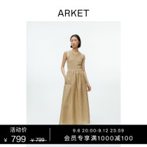 ARKET Womens Cotton Collar Sleeveless Backless Dress Beige Fall 2022 New 1090107001