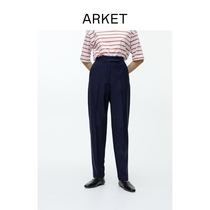 ARKET womens dress light thin mid waist narrow footed western dress pants dark blue 2022 spring new 1062117001