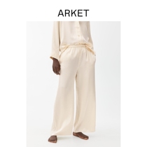 ARKET womens dress true silk sleeping pants high waist wide leg home pants rice white 2022 spring new product 0920949004