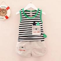 Summer boys vest suit 1-2-4-5-year-old male baby western style summer clothes Infant childrens summer sleeveless shorts