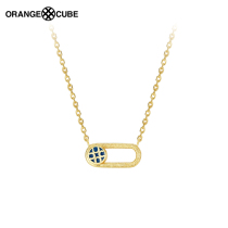 Orange Cube happy switch necklace light luxury niche original design high sense gift 925 silver choker