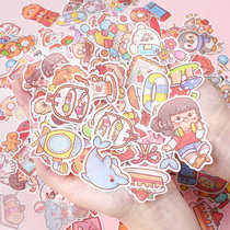 Small Hemp Potato Hands Ledger Paper Bag Suit Water Cup Paste Decoration Small Pattern Cane Ins Wind High Face Value Teenage Girl Hearts Cartoon Children Cute Girl Hands Tent Material Bag and Paper Cell phone shell sticker