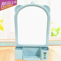 Santa Ferro Wall-mounted Loving Mirror Bedroom Hanging Mirror Small Mirror Childrens Dresser Small Freshener Vertical Hang Hanging Peach Heart Dual-use