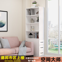 Simple bookcase children solid wooden bookshelf desk side cabinet side cabinet corner narrow seam reception drawer cabinet balcony locker