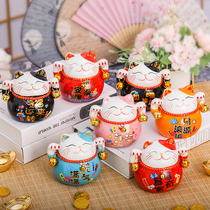 Miao lucky cat small ornaments ceramic creative gifts home decoration piggy bank living room shop opening fortune cat