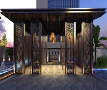 Plaid commercial entrance lobby Modern simple stainless steel screen partition Home hotel decoration Chinese hollow