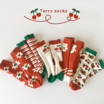 Childrens socks cotton autumn and winter long tube boys and girls autumn baby Terry socks cotton children