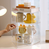 Acrylic mug holder disposable paper cup table glass water cup holder ins tea cup storage box dustproof