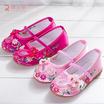 Ruiqin Mu old Beijing cloth shoes children embroidered shoes ethnic wind Spring and Autumn single shoes flat ox bottom embroidered girl
