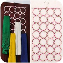 Hanging scarf shelving ring clothes hanger Colour rattan knitted foldable 28 ring silk scarf rack belt containing scarves hanging