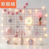 Grid Photo Walls Ins Girl Hearts Photos Wall Mesh Red Clip Decorations Student Dorm Room Wall Arrangement