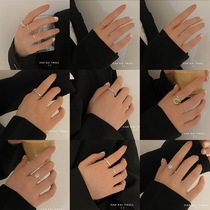 Cold-faced ring twist hollow three-piece ring fashion temperament opening adjustable tail ring