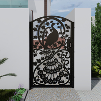 Wrought iron door Villa courtyard door European-style outdoor single door garden door Laser engraving double door entry door customization